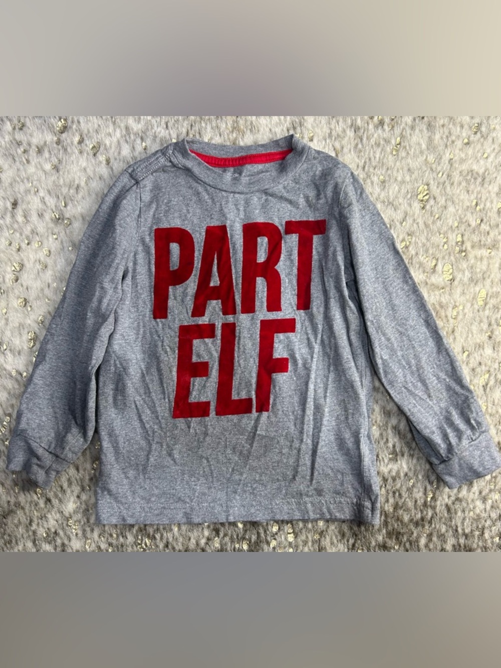 5 for‎ $25🔥Simple Joys by Carter's Red Velvet "Part Elf" Grey T-Shirt 4T
